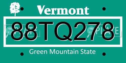 88TQ278 Vermont License Plate