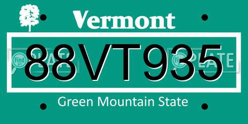 88VT935 Vermont License Plate