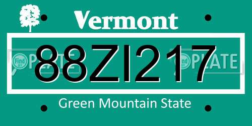 88ZI217 Vermont License Plate