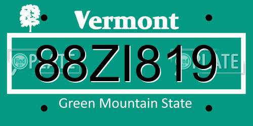88ZI819 Vermont License Plate
