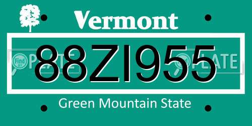 88ZI955 Vermont License Plate