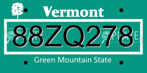 88ZQ278 Vermont License Plate