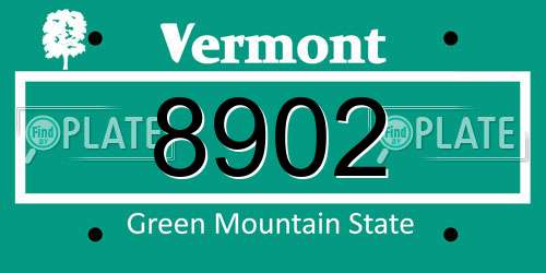 8902 Vermont License Plate