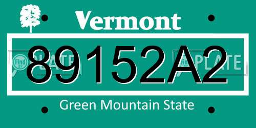 89152A2 Vermont License Plate