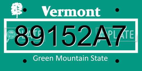 89152A7 Vermont License Plate