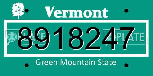 8918247 Vermont License Plate