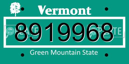 8919968 Vermont License Plate