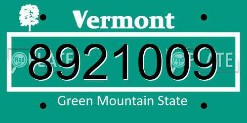 8921009 Vermont License Plate