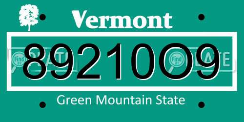 89210O9 Vermont License Plate