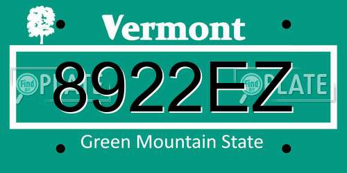8922EZ Vermont License Plate