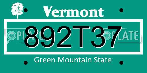 892T37 Vermont License Plate