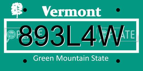 893L4W Vermont License Plate