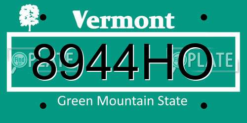 8944HO Vermont License Plate