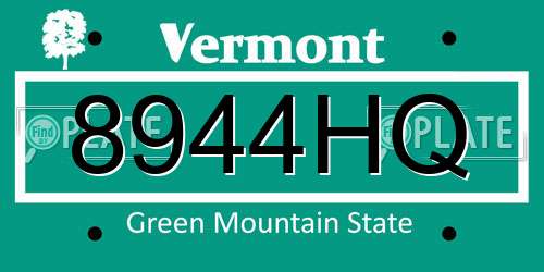 8944HQ Vermont License Plate