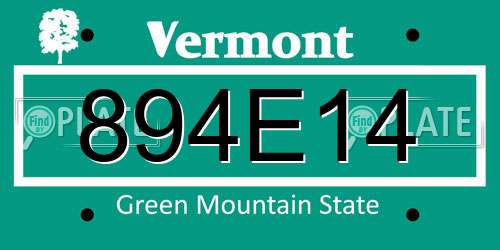 894E14 Vermont License Plate