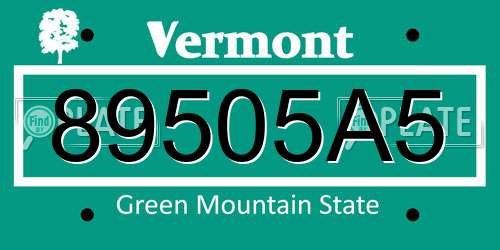 89505A5 Vermont License Plate