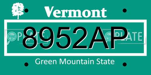 8952AP Vermont License Plate