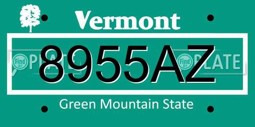 8955AZ Vermont License Plate