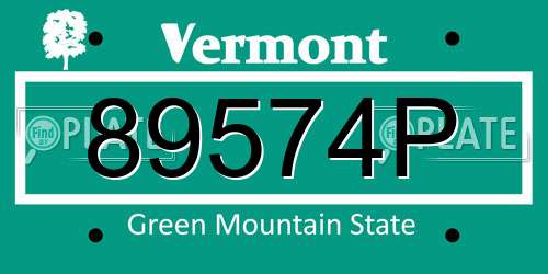 89574P Vermont License Plate