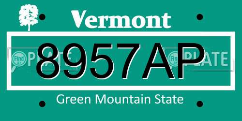 8957AP Vermont License Plate