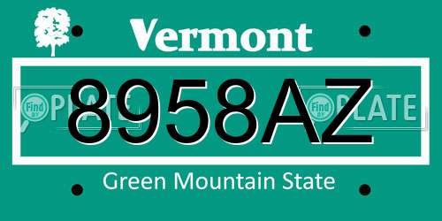 8958AZ Vermont License Plate