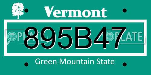 895B47 Vermont License Plate