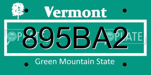 895BA2 Vermont License Plate