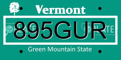 895GUR Vermont License Plate