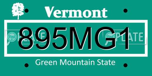 895MG1 Vermont License Plate