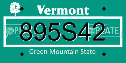 895S42 Vermont License Plate