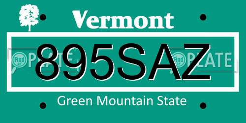 895SAZ Vermont License Plate
