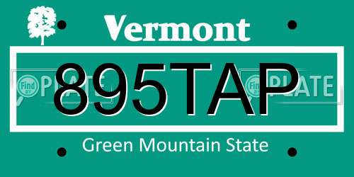 895TAP Vermont License Plate