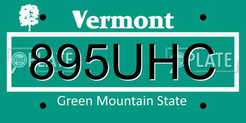 895UHC Vermont License Plate