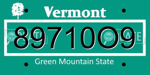 89710O9 Vermont License Plate