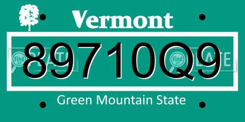 89710Q9 Vermont License Plate