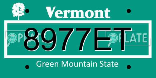 8977ET Vermont License Plate