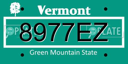 8977EZ Vermont License Plate