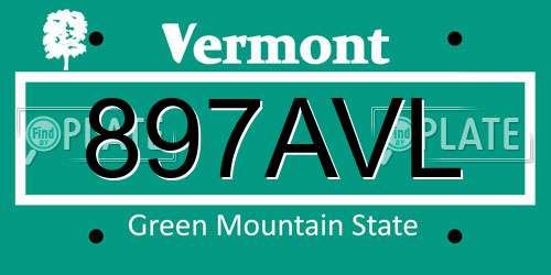 897AVL Vermont License Plate