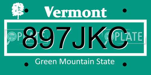 897JKC Vermont License Plate