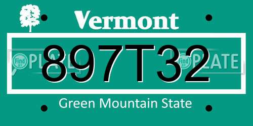 897T32 Vermont License Plate