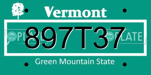 897T37 Vermont License Plate