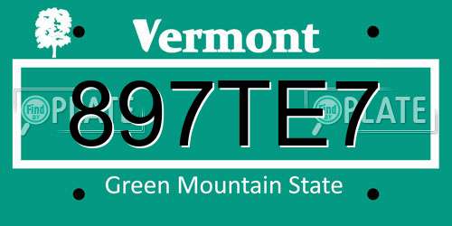 897TE7 Vermont License Plate