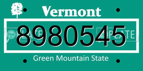 8980545 Vermont License Plate
