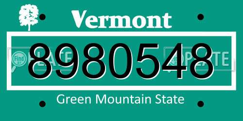 8980548 Vermont License Plate