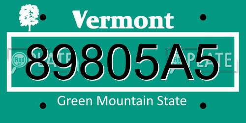 89805A5 Vermont License Plate