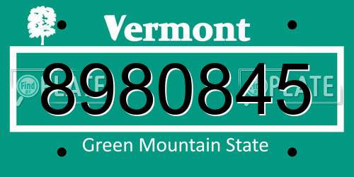 8980845 Vermont License Plate