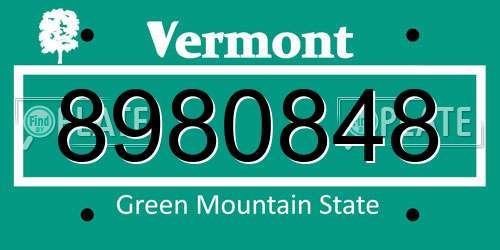 8980848 Vermont License Plate