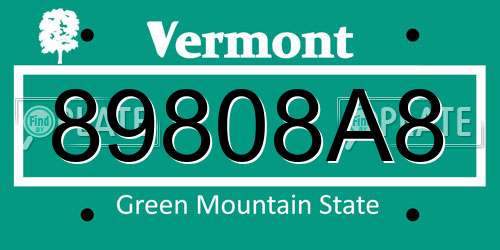 89808A8 Vermont License Plate