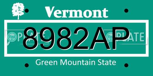 8982AP Vermont License Plate