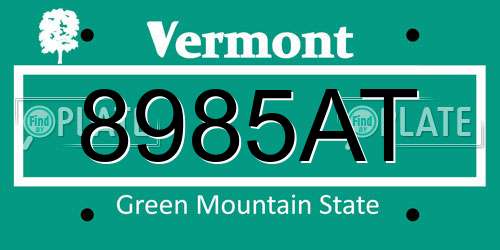8985AT Vermont License Plate